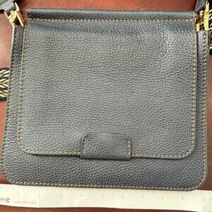 Dark blue leather shoulder bag